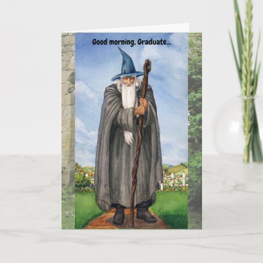 Funny Wizard Abschluss Card Guten Morgen Dankeskarte (Vorderseite)