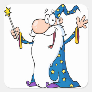 Funny Wizard Quadratischer Aufkleber