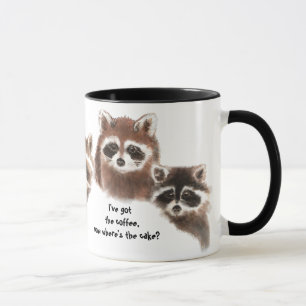 Funny, Wo ist der Kuchen, Raccoon Tasse, Tier Tasse