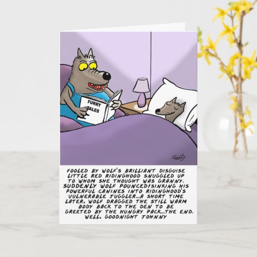 Funny Wolf Grußkarte Karte (Gelbe Blume)