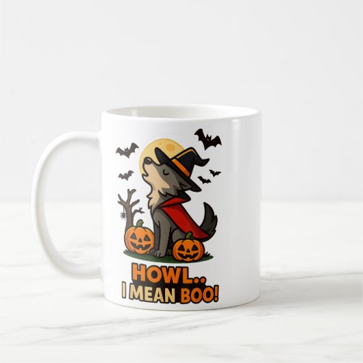 Funny Wolf Halloween Kostüm - Howl I Gemein Boo Qu Kaffeetasse (Links)