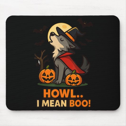 Funny Wolf Halloween Kostüm - Howl I Gemein Boo Qu Mousepad (Vorne)