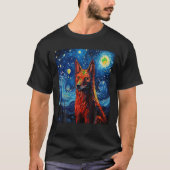 Funny Wolf Kunstmalerhund Lover Starry Night Wol T-Shirt (Vorderseite)