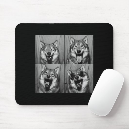 Funny Wolf Photo Booth Sungles Dog  Mousepad (Mit Mouse)