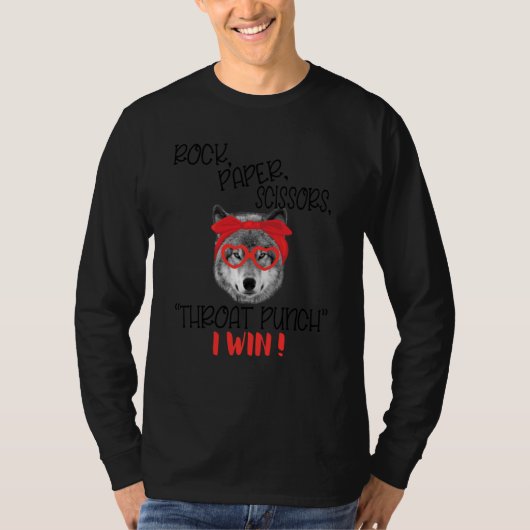 Funny Wolf Rock Paper Schere Throat Punch I Win T-Shirt (Vorderseite)