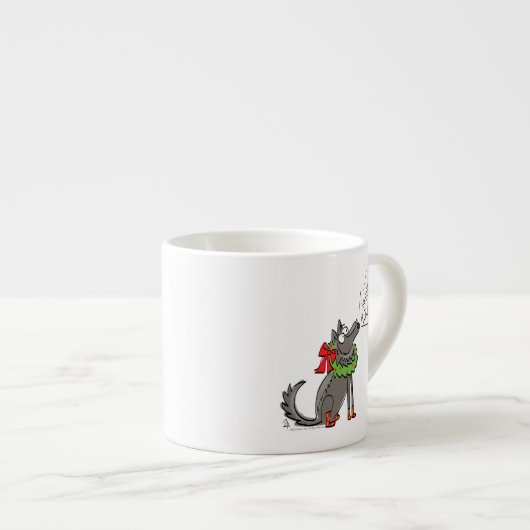 Funny Wolf Weihnachts-Happy Howlidays Holiday Espressotasse (Vorderseite Rechts)