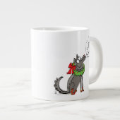 Funny Wolf Weihnachts-Happy Howlidays Holiday Jumbo-Tasse (Vorderseite Rechts)