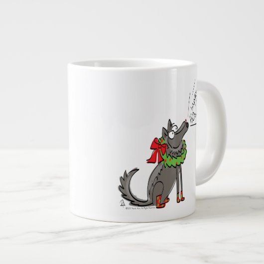 Funny Wolf Weihnachts-Happy Howlidays Holiday Jumbo-Tasse (Vorderseite Rechts)