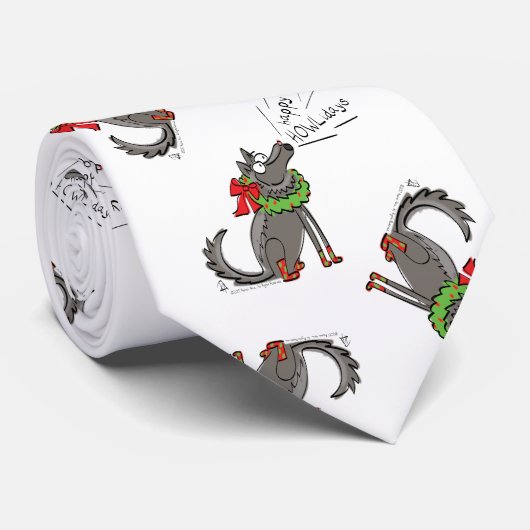 Funny Wolf Weihnachts-Happy Howlidays Holiday Krawatte (Gerollt)