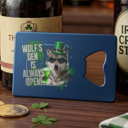 Funny Wolfs Den Wallet Bottle Opener St Paddy Geldbeutel Flaschenöffner
