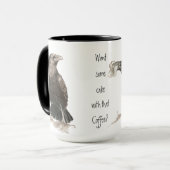 Funny Wollte Kuchen mit Kaffee? Ravens Bird Tasse (Vorderseite Links)