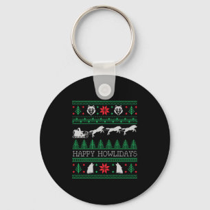 Funny Wolves Wolf Lover Ugly Christmas Sweater Schlüsselanhänger