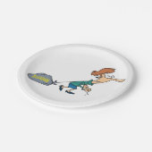 Funny Woman Carry emotionales Gepäck Pappteller (Schrägansicht)