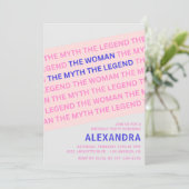 Funny Woman Myth Legend Pink 87. Geburtstag Einladung (Stehend Vorderseite)