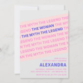 Funny Woman Myth Legend Pink 98. Geburtstag Einladung (Vorderseite)