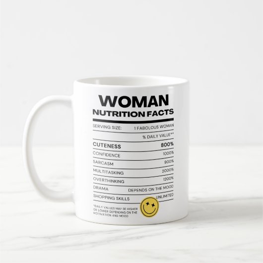 Funny Woman Nutrition Facts Kaffeetasse (Links)