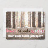 Funny Woman's Woodsy Weekend Party Einladung (Vorderseite)