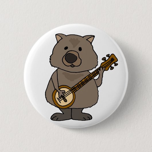 Funny Wombat Cartoon Banjo Button (Vorderseite)