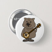 Funny Wombat Cartoon Banjo Button (Vorne & Hinten)