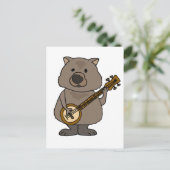Funny Wombat Cartoon Banjo spielen Postkarte (Stehend Vorderseite)