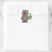 Funny Wombat Drink Flasche Bier Cartoon Quadratischer Aufkleber (Tasche)