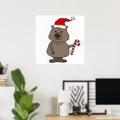 Funny Wombat in der Weihnachtsmannmütze Weihnachte Poster (Heimbüro)