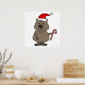 Funny Wombat in der Weihnachtsmannmütze Weihnachte Poster (Küche)