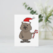 Funny Wombat in der Weihnachtsmannmütze Weihnachte Postkarte (Stehend Vorderseite)