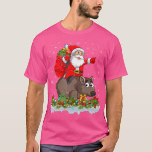 Funny Wombat Lover Santa Riding Wombat Weihnachten T-Shirt