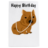 Funny Wombat Primitive Art Mittlere Geschenktüte (Vorderseite)