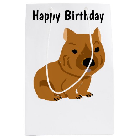 Funny Wombat Primitive Art Mittlere Geschenktüte (Vorderseite)