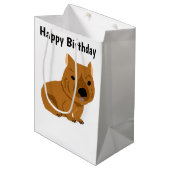 Funny Wombat Primitive Art Mittlere Geschenktüte (Vorderseite Schrägansicht)