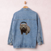 Funny Wombat with headphones Cool Animal Jeansjacke (Hangar)