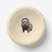 Funny Wombat with headphones Cool Animal Pappteller (Vorderseite)