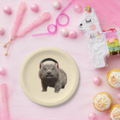 Funny Wombat with headphones Cool Animal Pappteller (Party)