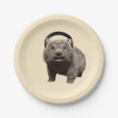 Funny Wombat with headphones Cool Animal Pappteller (Vorderseite)