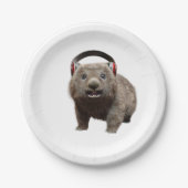 Funny Wombat with headphones Cool Animal Pappteller (Vorderseite)