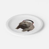 Funny Wombat with headphones Cool Animal Pappteller (Schrägansicht)