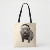Funny Wombat with headphones Cool Animal Tasche (Vorderseite)