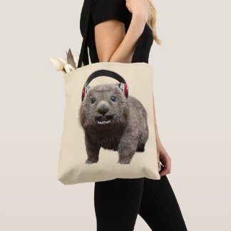 Funny Wombat with headphones Cool Animal Tasche
