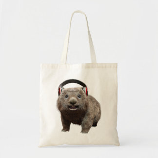 Funny Wombat with headphones Cool Animal Tragetasche