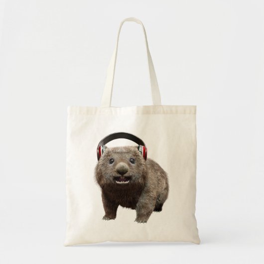 Funny Wombat with headphones Cool Animal Tragetasche (Vorne)