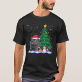 Funny Wombat Xmas Tree Lights Reindeer Hat Christm T-Shirt (Vorderseite)