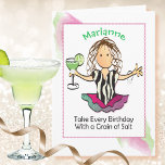 Funny Women Cartoon für Ihre Margarita Geburtstag Karte<br><div class="desc">Ist das eine besondere Person Liebe margaritas und feiern ihr Geburtstag? Personalisieren Sie diese lustige Karte für sie!</div>