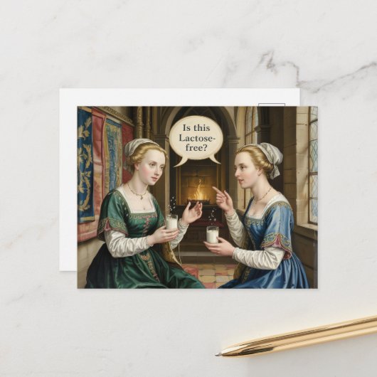 Funny Women Fragend ist diese Laktose-frei? Postkarte (Vorderseite/Rückseite Beispiel)