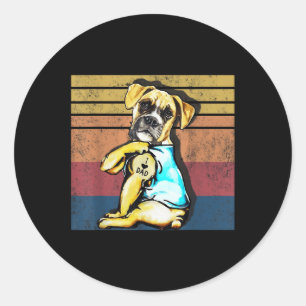 Funny Women Gift Dog Boxer I Liebe Vater Tattoo Ge Runder Aufkleber