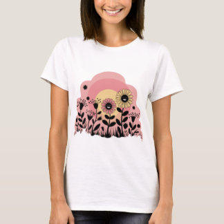 funny women graphic tee of flowers