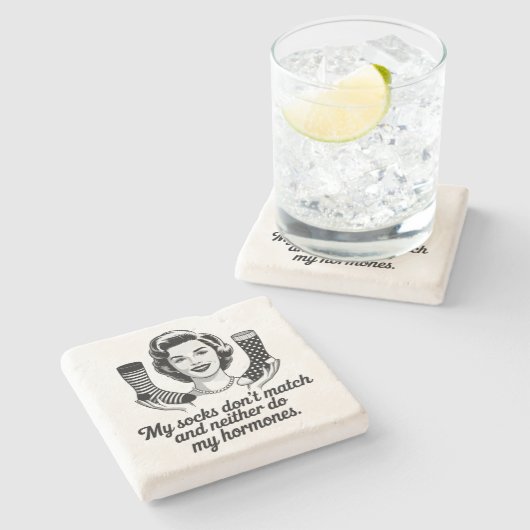 Funny Women Over 40 Sock Steinuntersetzer (Seitenansicht)