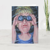 Funny Women with Binoculars Karte (Vorderseite)