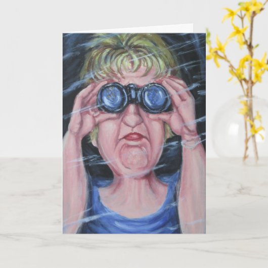 Funny Women with Binoculars Karte (Gelbe Blume)